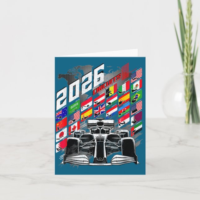 2026 Calendar Racing Circuit Schedule Places  Card (Front)