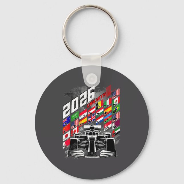 2026 Calendar Racing Circuit Schedule Places  Keychain (Front)