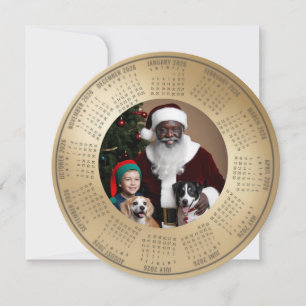 2026 Calendar Santa with Boy and Dogs Holiday Card