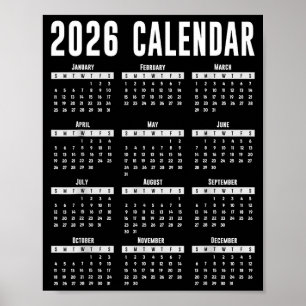 2026 Calendar Shirt 26 Calendar 2026 Poster