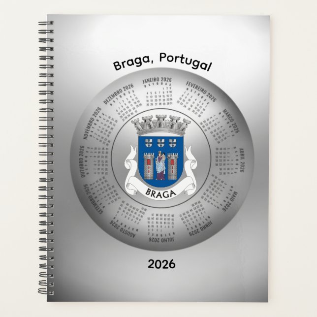 2026 Calendar Silver Planner Braga Portugal (Devant)