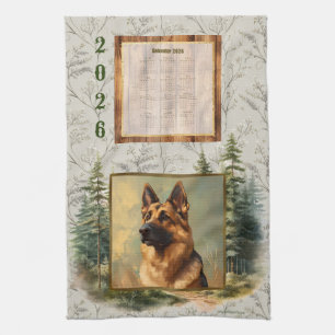 2026 Calendar Towel German Shepherd Woodland