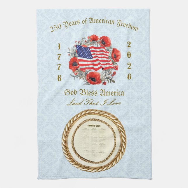 2026 Calendar Towel God Bless America 250 Years (Vertical)