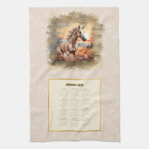2026 Calendar Towel Horse in Sunset