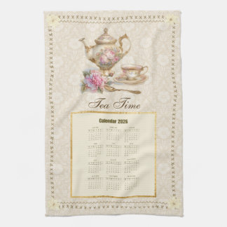 2026 Calendar Towel Tea Time or Custom Message