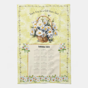 2026 Calendar Towel Yellow Daisy Gift from God