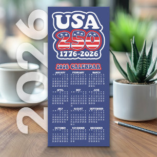 2026 Calendar USA 250 America's Birthday 1776-2026 Rack Card