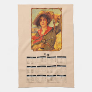 2026 Calendar Vintage Cowgirl Kitchen Towel