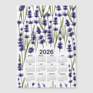 2026 Calendar Watercolor Purple Lavender Flowers