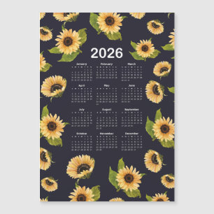 2026 Calendar Watercolor Sunflowers Pattern