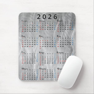 2026 Calendar Wavy Brushed Steel Abstract Mouse Pad