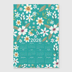 2026 Calendar White Floral Pattern