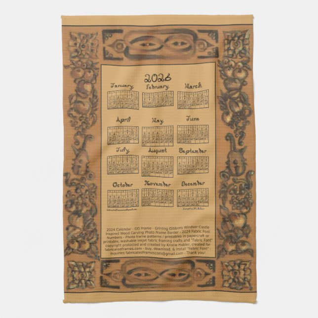 2026 Calendar Windsor Castle Onspired Woodwork Kitchen Towel (Vertical)