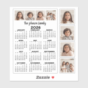 2026 Calendar with 4 Photo Collage and 4 square