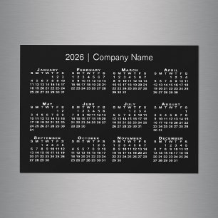 2026 Calendar with Company Name Black Magnet