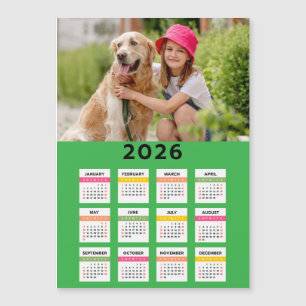 2026 Calendar with Photo - Year View Magnetic Card