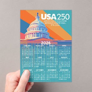 2026 Calendar with USA 250 Capital Dome America Acrylic Invitations