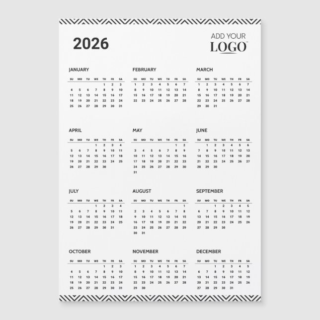 2026 Calendar Year Business Logo Fridge Magnet  (Front)