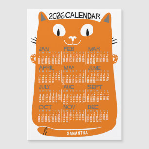 2026 Calendar Year Mid-Century Orange Cat Magnet