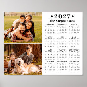 2026 Calendrier 2 Photos Poster personnalisé