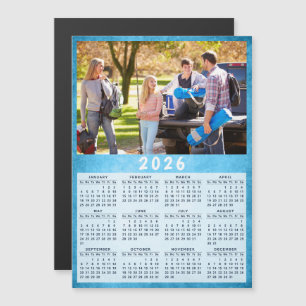 2026 Calendrier Famille Photo Blue Fridge Magnet