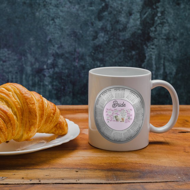2026 Calendrier Mariage mariée café thé Mug (Créateur téléchargé)