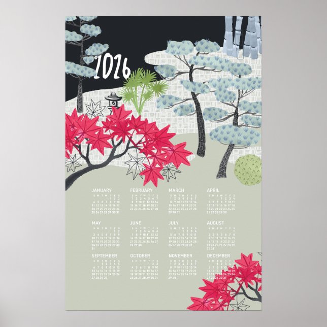 2026 Calendrier Poster Jardin Japonais (Devant)