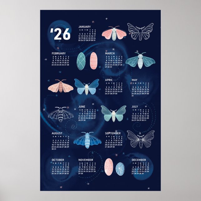 2026 Calendrier Poster Silk Moth Galaxy (Devant)