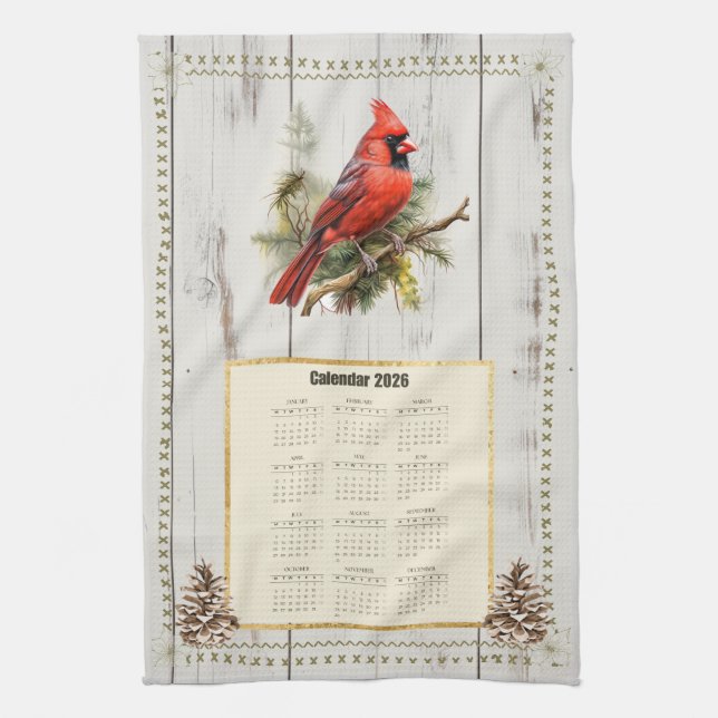 2026 Calendrier Serviette Cardinal (Vertical)