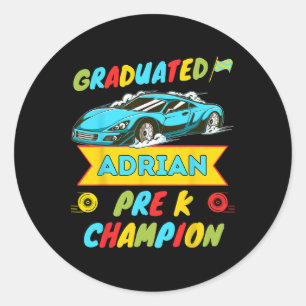 2026 Car Adrian Personalized Last Day Of Pre K Gra Classic Round Sticker