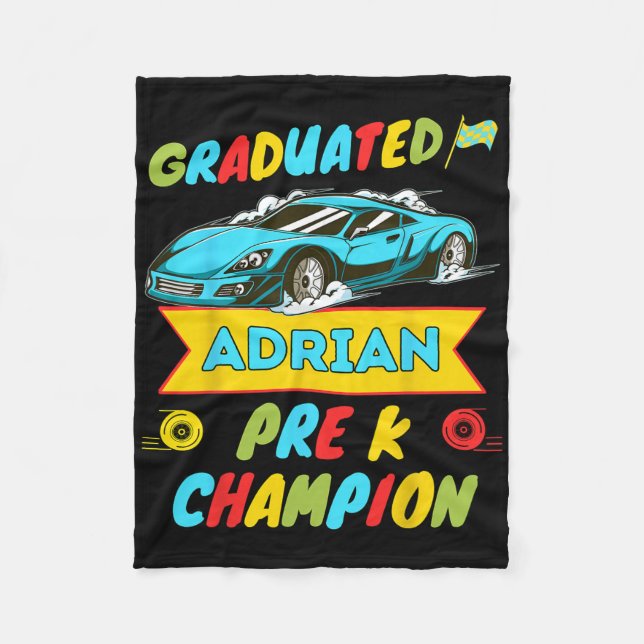2026 Car Adrian Personalized Last Day Of Pre K Gra Fleece Blanket (Front)