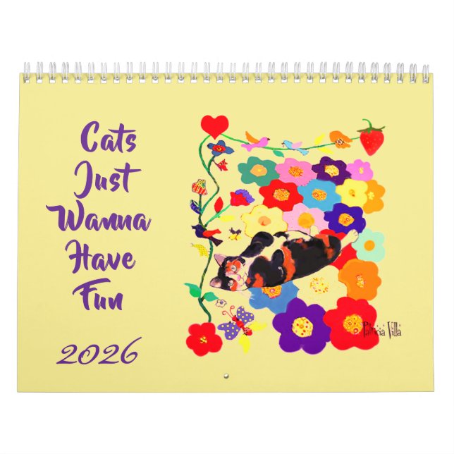 2026 Cats Just Wanna Have Fun Cat Art  Calendar (Cover)