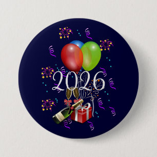 2026 Celebrate, time to party.  3 Inch Round Button