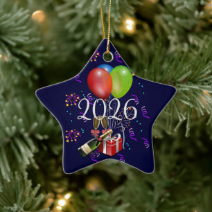 2026 Celebrate, time to party. Ceramic Ornament