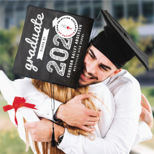 2026 Chalkboard Graduate Bold Sketched Typography Graduation Cap Topper