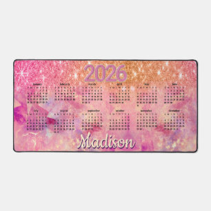 2026 Chic Chic ombre purple orange calendar custom Desk Mat
