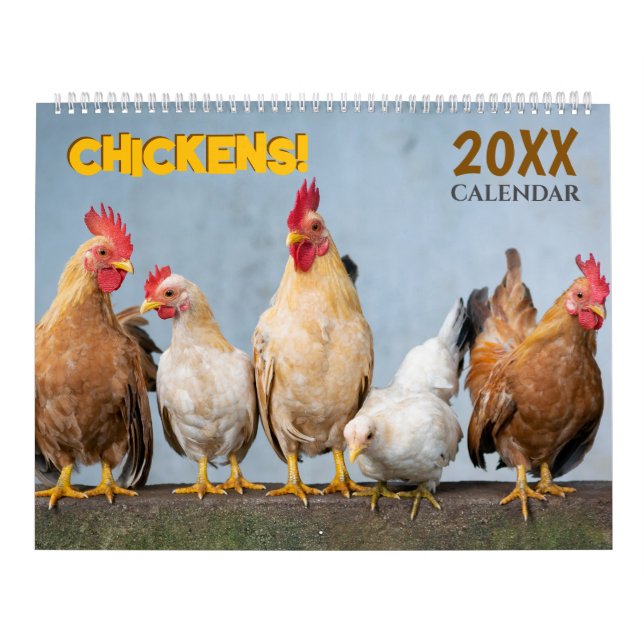 2026 Chickens Wall Calendar Cute (Cover)