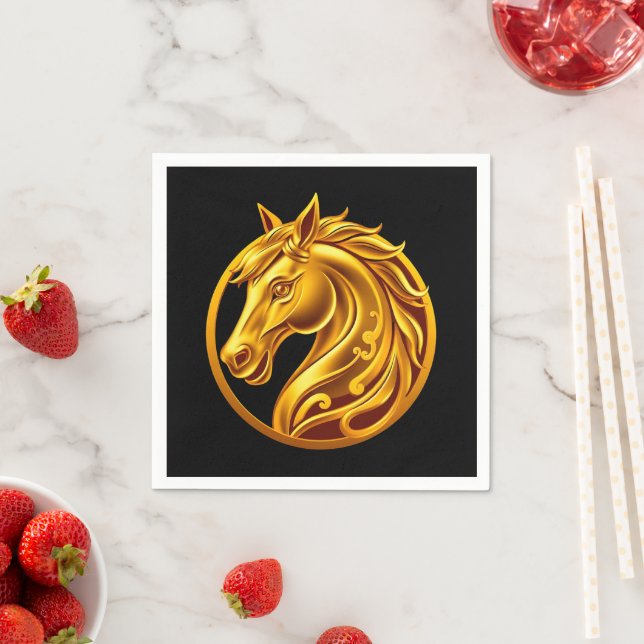 2026 Chinese New Years- Gold Horse Napkin (Insitu)