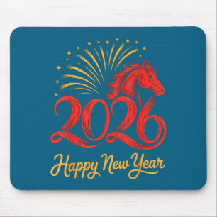 2026 Chinese Zodiac Horse Year Happy New Year Fire Mouse Pad