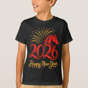 2026 Chinese Zodiac Horse Year Happy New Year Fire T-Shirt