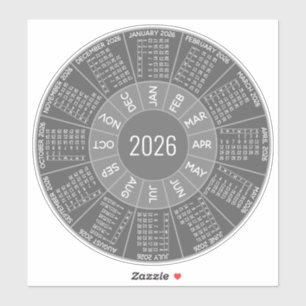 2026 Circle Calendar - Modern Shades - Gray 
