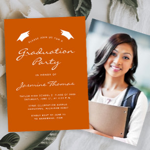 2026 Classic Modern Burnt Orange Graduation Party Invitation
