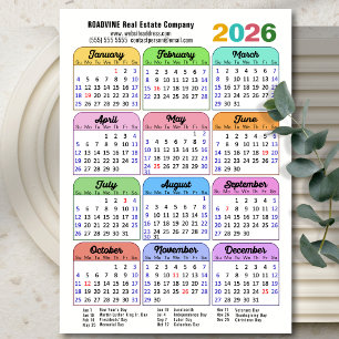 2026 Colour Calendar US Holidays Corporate Magneti