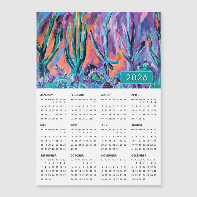 2026 Colourful Abstract Nature Painting Calendar (Front)