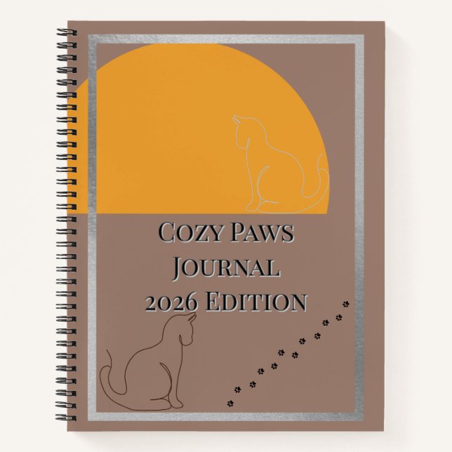 2026 Cozy Paws New Year Spiral Notebook (Front)