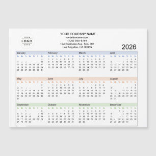 2026 Custom Company Logo Magnetic Calendar Card 