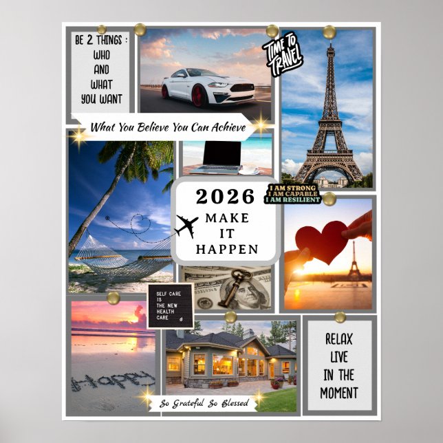 2026 Custom Law of Attraction Vision Board Goal  Poster (Front)