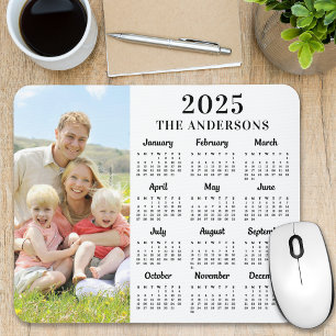 2026 Custom Photo Modern Family 12 Month Calendar Mouse Pad