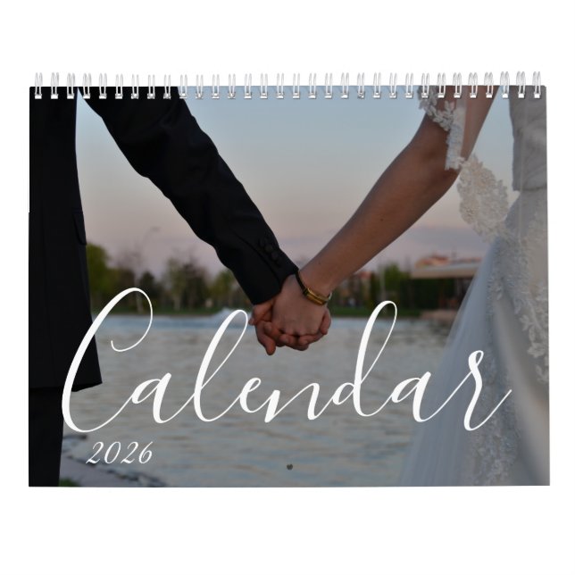 2026 Custom Wedding Photo Chic Script Calendar (Back)