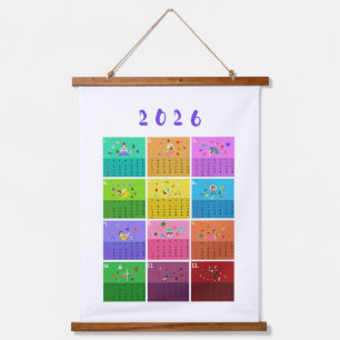 2026 Cute Cartoon Yoga Poses Calendar, Health  Hanging Tapestry